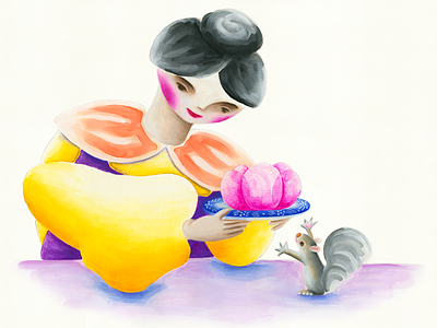 Gouache illustration friendship gift giving gouache illustration squirrel watercolor