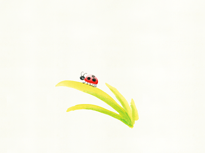 Gouache illustration gouache grass hand illustrated ladybug watercolor