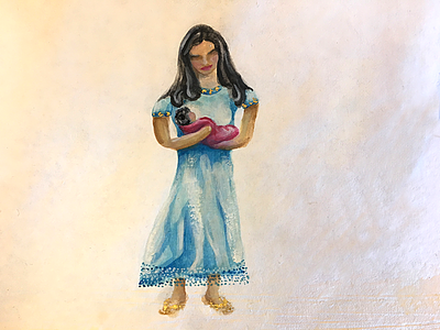 Gouache illustration baby dress gouache hand illustrated indian sandals watercolor woman