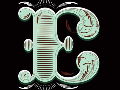 Sophisticated 'E' decorative drop cap illustration lettering typography