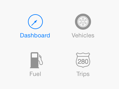 iOS 7 Tab Bar Icons fuel gas icons ios7 pump road sign speedometer wheel