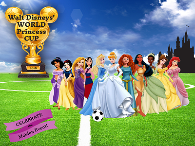 World Princess Cup aladdin beauty and the beast cinderella mulan pocohontas princess princess and the frog rapunzel sleeping beauty snow white soccer the little mermaid