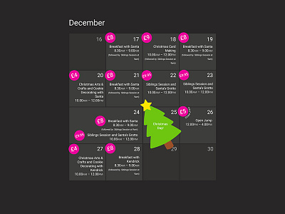 Christmas Timetable christmas cta dark hero pricing table timetable ui