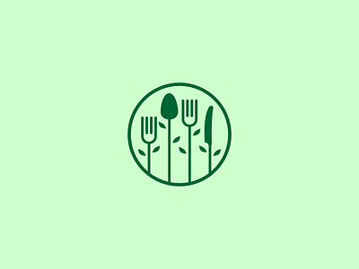 Flora Food design flower food fork green knife leaf logo mark plate spoon
