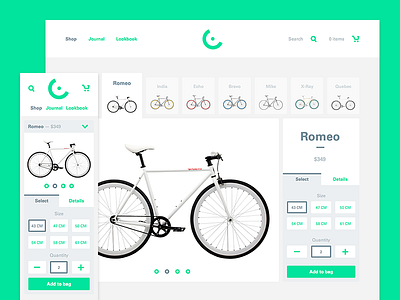 Cyclist theme bike bikes cart green mobile search select shopify slideshow template theme web