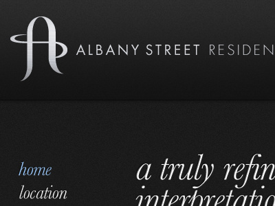 Albany Street Residences Header identity logo serif texture