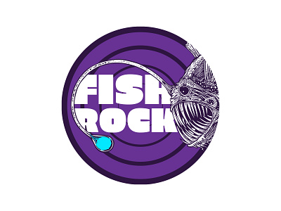 2020 Fish Rock Logo angler fish branding circular design fish flat icon illustration logo tshirt