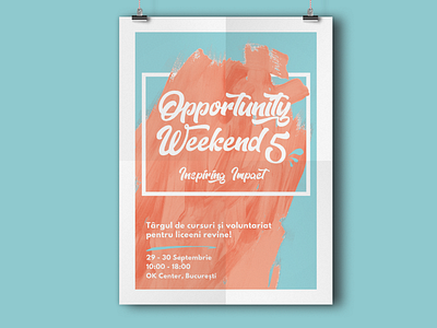 Opportunity Weekend Event Poster branding charachter coloful design digital 2d flat illustration lettering minimal ngo paint brush poster poster art vector