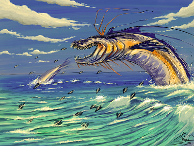 Sea Serpent art character concept concept art creature design digital painting dragon fish illustration nature painting photoshop sea sea creature