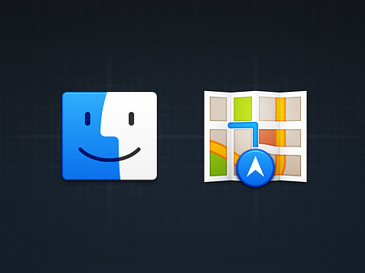 Finder & Maps face icon icons mac map smiley blue picasso guy yosemite