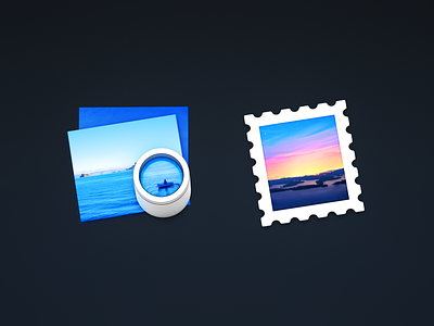 Preview & Mail email icon icons loupe mac metal paper photo stamp yosemite