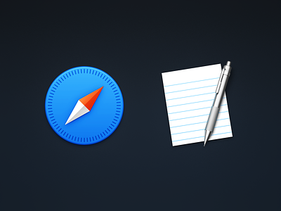 Safari & TextEdit compass icns icon icons mac metal paper pencil yosemite