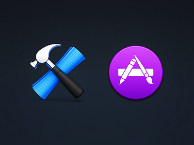 Xcode & App Store blueprint coaster code el capitan hammer icon icons mac metal paper yosemite