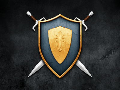 Wesnoth emblem game grunge icon leather mac metal shield shiny sword worn