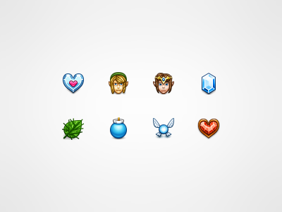 Legend of Zelda 32px bomb container crystal deku fairy game heart hero icon icons leaf link navi nintendo princess rupee zelda