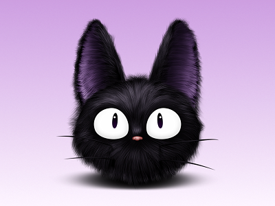 Jiji black cat ears eyes fur ghibli hair icon kiki nose purple studio whickers witch