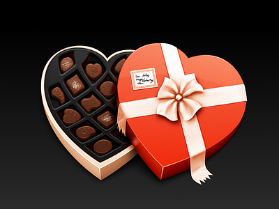 Candy Box bow chocolate heart icon illustration plastic ribbon sugar valentine
