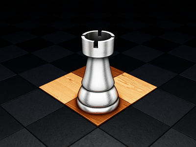 Chess castle chess game icon mac metal panel rook scratches scuffs shiny texture wood
