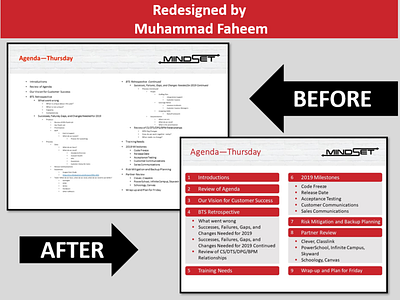 Redesigning of PowerPoint Slide 4:3 agenda animations before before and after branded creative design graphics infographics mindset powerpoint powerpoint presentation presentation design professional red slide white white and black white background