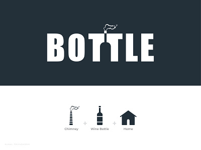 Logo Concept blue and white bottle bottle logo branding chimney creative factory home house icon kunal priyadarshi logo vector white wine wine bottle
