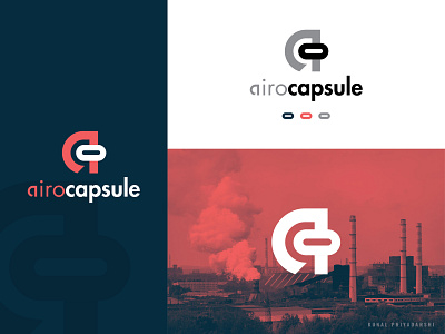 Airo Capsule Logo ac blue capsule carrot creative icon logo minimal monogram logo navy blue pollution