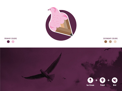 Mascot Logo Concept bird creative die cut dove icecream icon logo logo design logo icon mascot mascot logo pencil pink white wooden