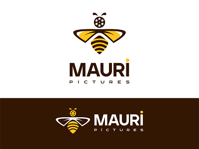 Mauri Pictures Logo bee icon bee logo brand design brand designer branding corporate branding corporate design creative logo design illustration logo icon movie pictures