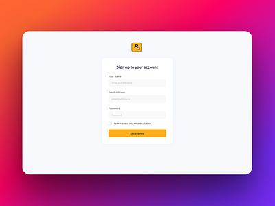 Signup Page design ui ux web