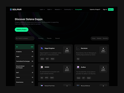 Discover ecosystem page for solana blockchain design india ui ux web