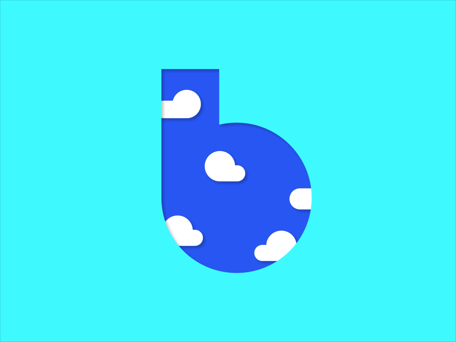 b. 2d alphabet animation blue clouds dribbbleweeklywarmup flat font geometric gif illustration letter letterform sky travel typeface typography