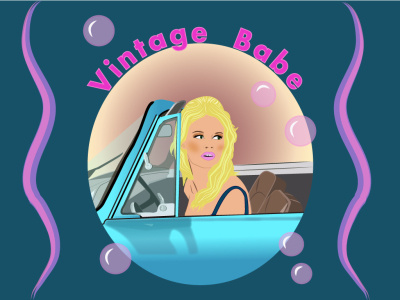 Vintage babe brigittebardot bubblegum girl boss illustrator lady vintage car