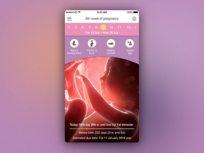 Pregnancy calendar | App design design dilance interface invite ios iphone ui ux