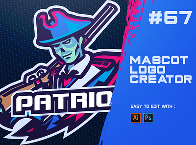 PATRIOT ESPORTS LOGO bad badge brand branding esports game gaming ghost guy hunter illustration killer logo mascot musketeer pirate sniper sport sports vector