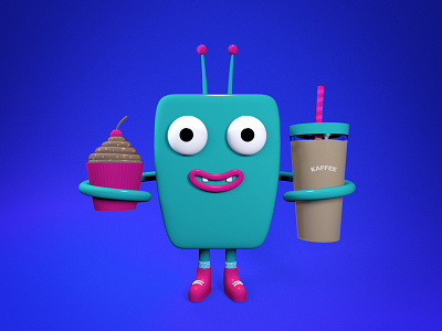 Kaffee Monster 3d c4d cinema4d coffee cupcake kaffee monster