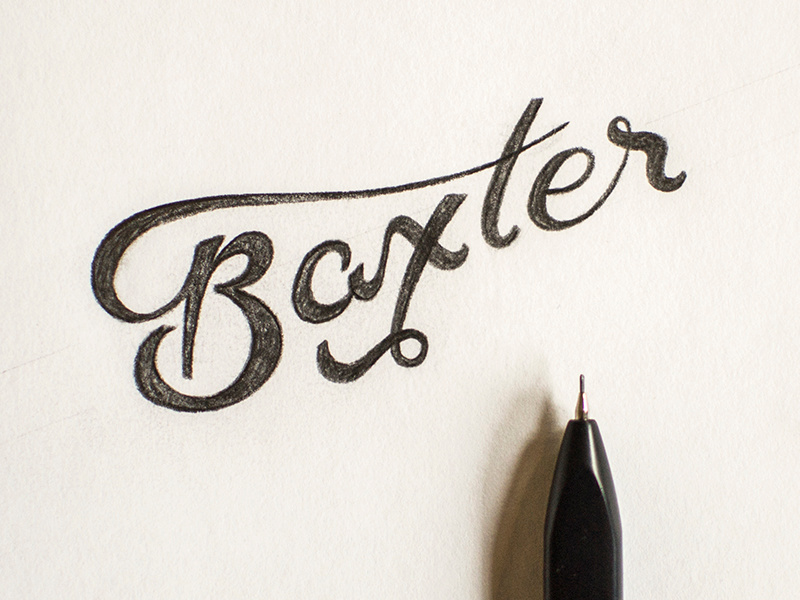 Baxter script hand lettered hand lettering pencil moleskine b