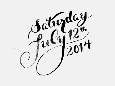 Saturday, July 12th brush date hand lettering invitation lettering typography wedding