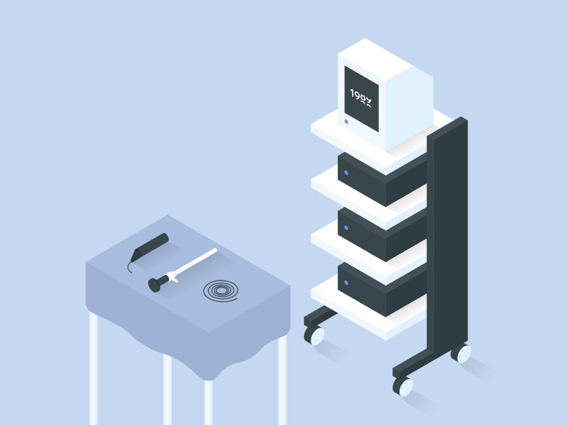 Prepped for Surgery surgery device medical computer shadow isometric illustration