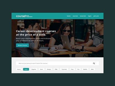 Coursetro - Landing Page coursetro e learning landing page uidesign