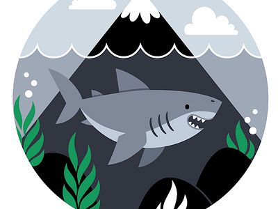 For Xavier children illustration illustration mountain poster shark