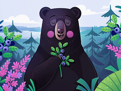 Diane bear blackbear children illustration flowers illustration quebec