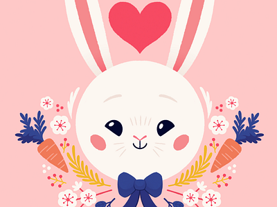 Jeanne carrots children book illustration flowers heart illustration rabbit