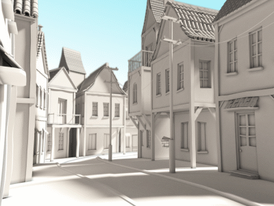 Town 3d animation houses