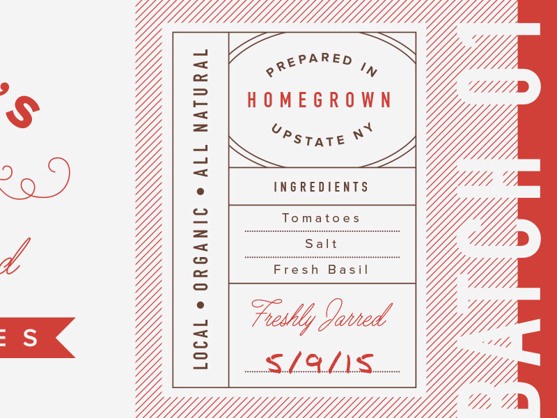 Mary's typography branding food jar sticker label packaging