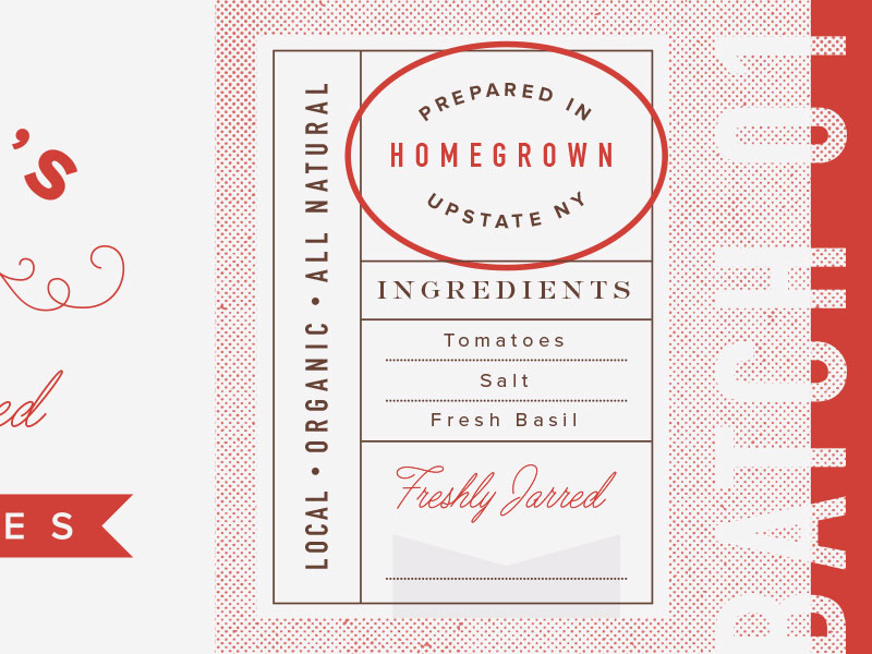 Mary's typography branding food jar sticker label packaging