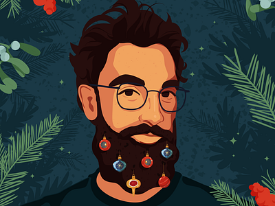 Christmas mood art character christmas color illustration man plant portrait tree