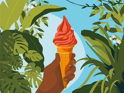 Hot time summer in the city charachter character color design fashion flat graphic icecream illustration illustrator love tropical vector