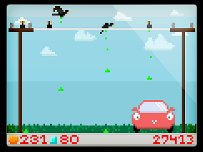 Poopie Car Game 8bit app birds car illustration poop red sprite