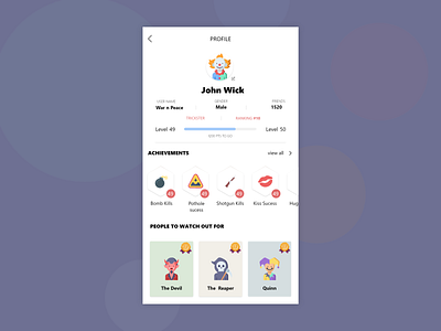 Gamified Profile Screen gamification profile profile page uidesign