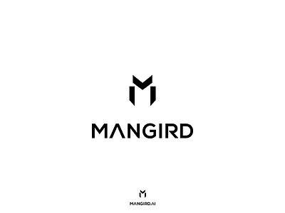 Mangird awesome black company logo design letter letter m logo minimalistic robot simple vector