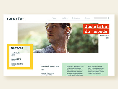 Le Cratère cinema design app desktop app mock up rebrand study project ui web webdesign website